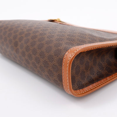 CELINE マカダム柄 クラッチバッグ ブラウン PVC Leather