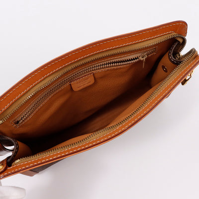 CELINE マカダム柄 クラッチバッグ ブラウン PVC Leather