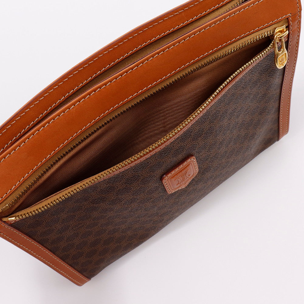 CELINE マカダム柄 クラッチバッグ ブラウン PVC Leather