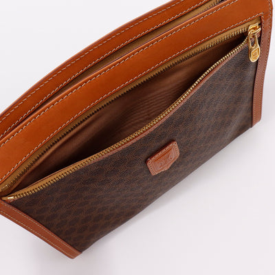 CELINE マカダム柄 クラッチバッグ ブラウン PVC Leather