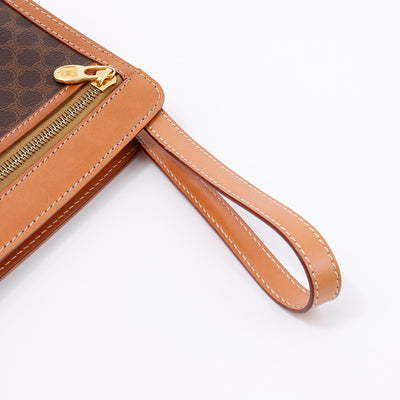 CELINE マカダム柄 クラッチバッグ ブラウン PVC Leather