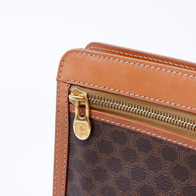 CELINE マカダム柄 クラッチバッグ ブラウン PVC Leather