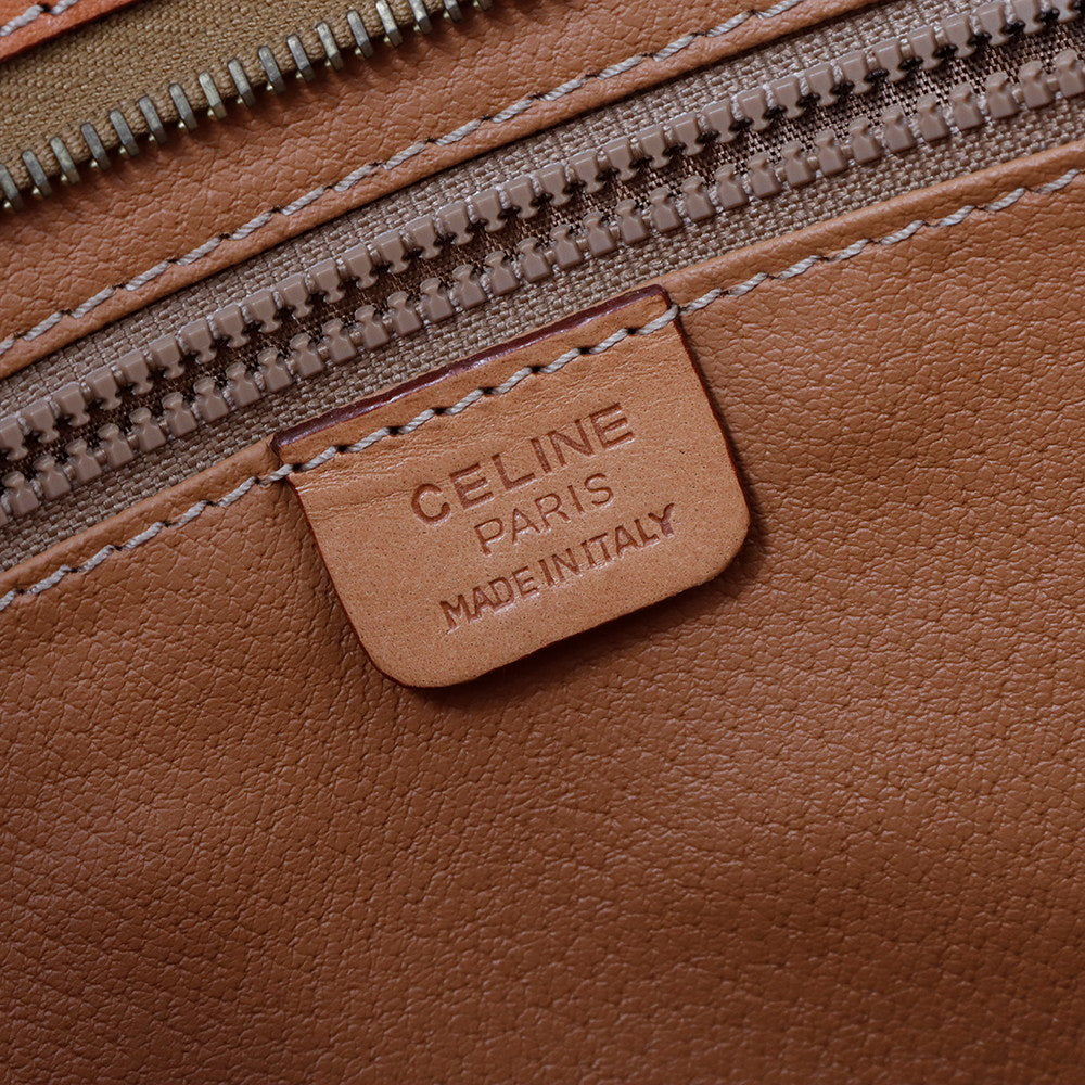 CELINE マカダム柄 クラッチバッグ ブラウン PVC Leather