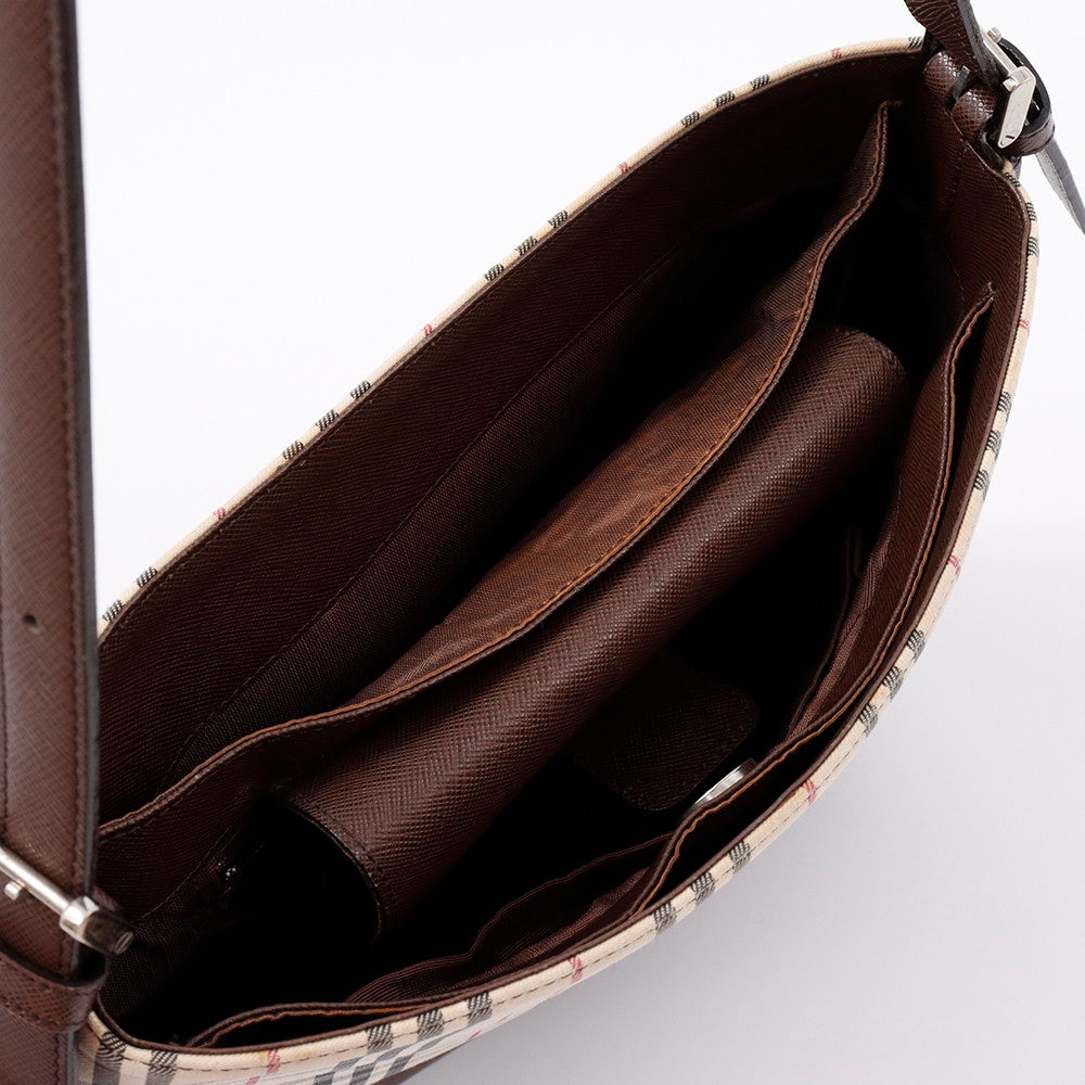 BURBERRY ノバチェック ショルダーバッグ ベージュ/ブラウン Canvas Leather