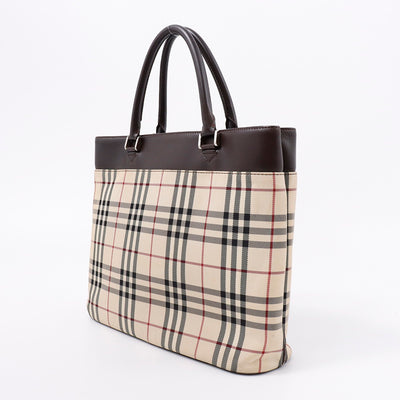 BURBERRY ノバチェック トート ベージュ/ブラウン Canvas Leather