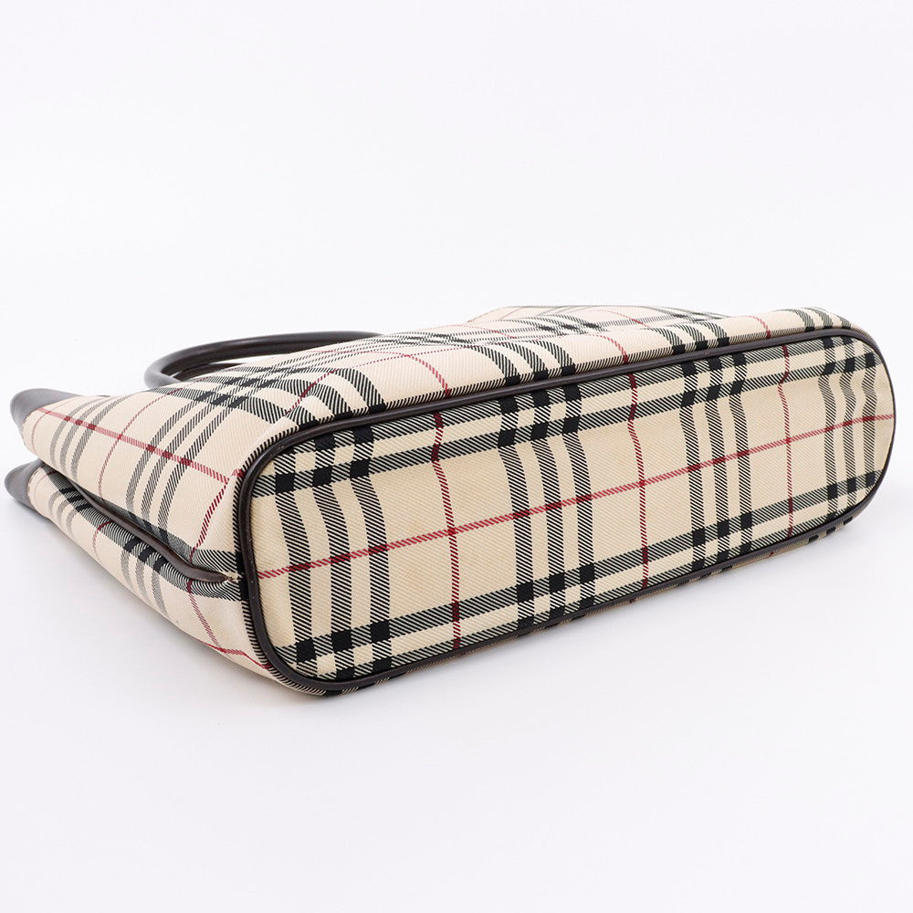 BURBERRY ノバチェック トート ベージュ/ブラウン Canvas Leather