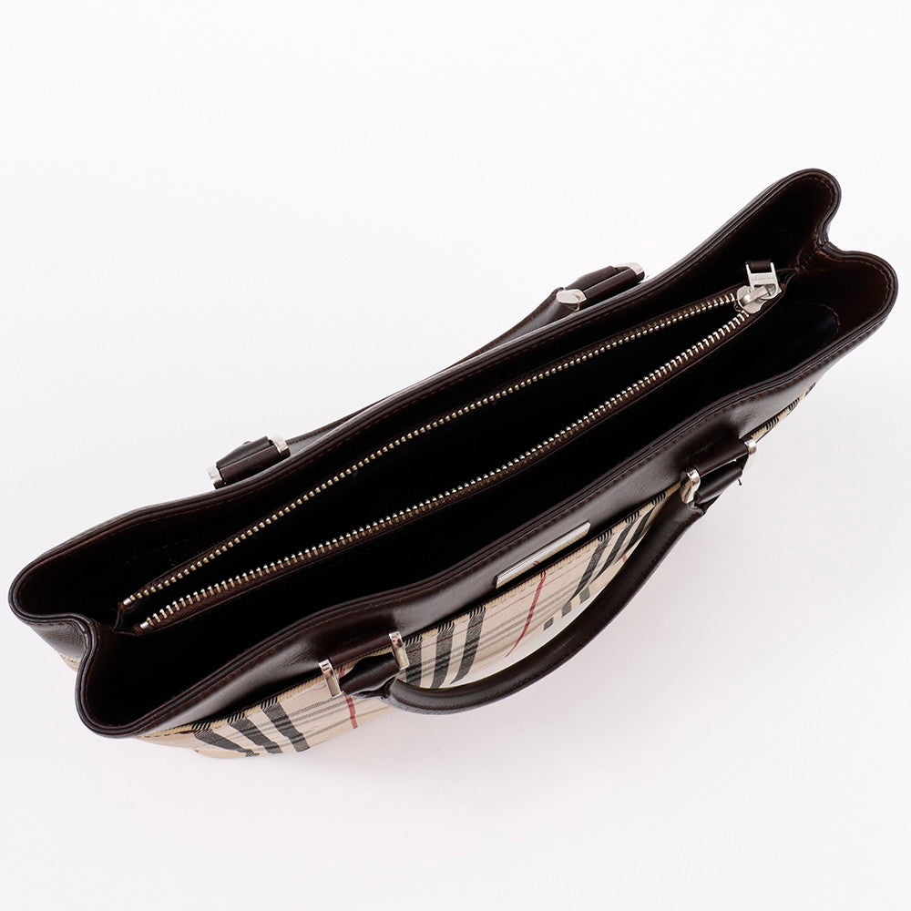 BURBERRY ノバチェック トート ベージュ/ブラウン Canvas Leather