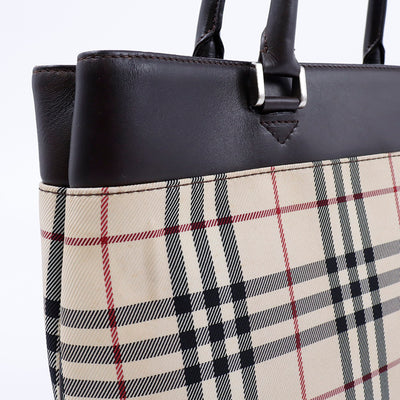 BURBERRY ノバチェック トート ベージュ/ブラウン Canvas Leather