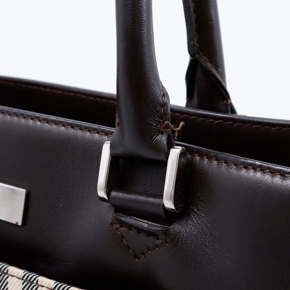 BURBERRY ノバチェック トート ベージュ/ブラウン Canvas Leather