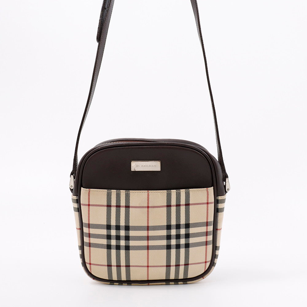 BURBERRY ノバチェック ショルダーポーチ ベージュ/ブラウン Canvas Leather