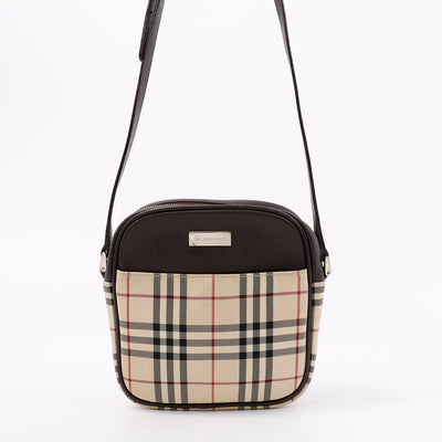 BURBERRY ノバチェック ショルダーポーチ ベージュ/ブラウン Canvas Leather