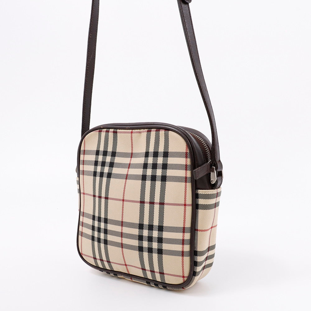 BURBERRY ノバチェック ショルダーポーチ ベージュ/ブラウン Canvas Leather