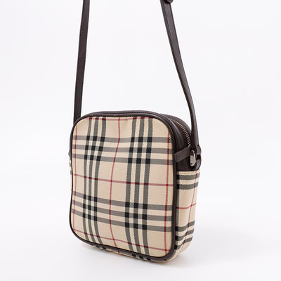 BURBERRY ノバチェック ショルダーポーチ ベージュ/ブラウン Canvas Leather