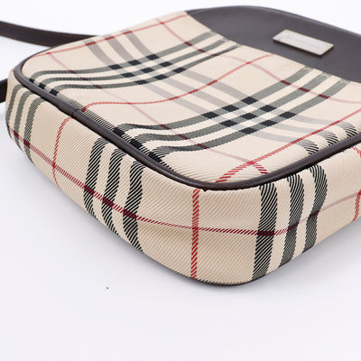 BURBERRY ノバチェック ショルダーポーチ ベージュ/ブラウン Canvas Leather