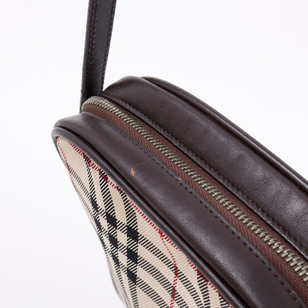 BURBERRY ノバチェック ショルダーポーチ ベージュ/ブラウン Canvas Leather
