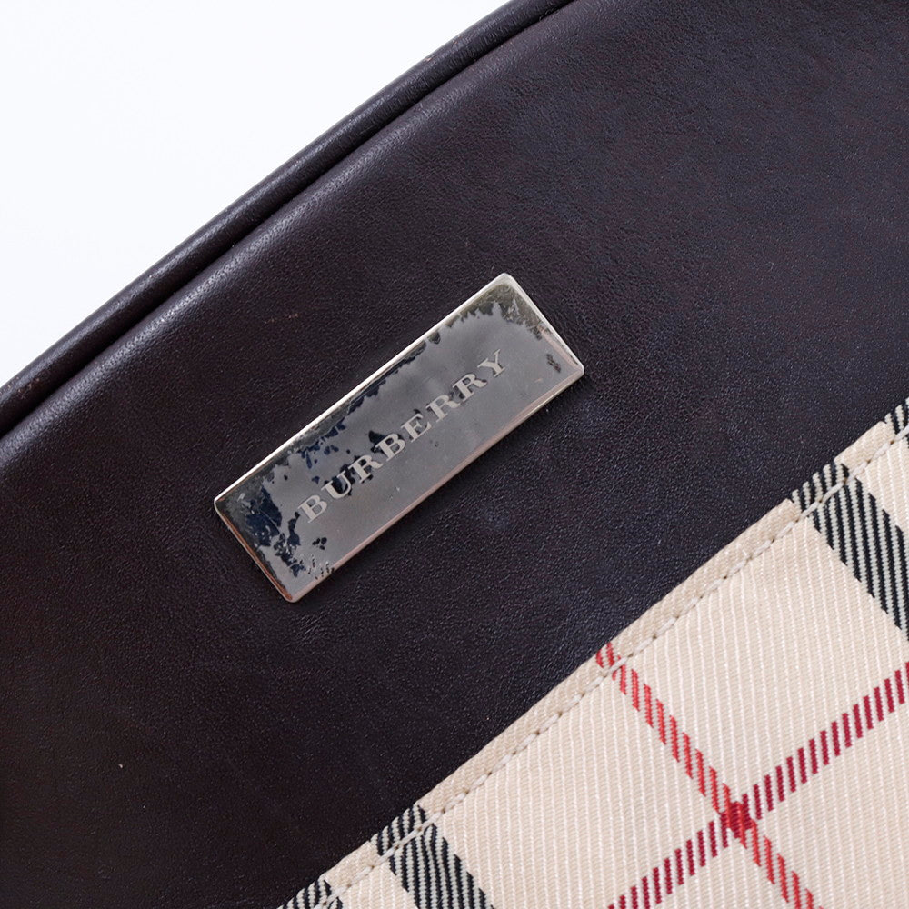 BURBERRY ノバチェック ショルダーポーチ ベージュ/ブラウン Canvas Leather