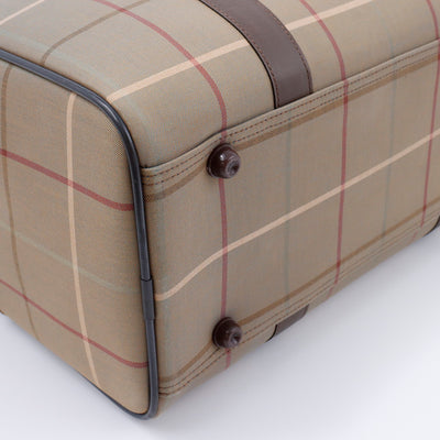 BURBERRY チェック柄 ボストンバッグ カーキ/ブラウン Canvas Leather