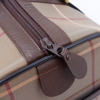 BURBERRY チェック柄 ボストンバッグ カーキ/ブラウン Canvas Leather