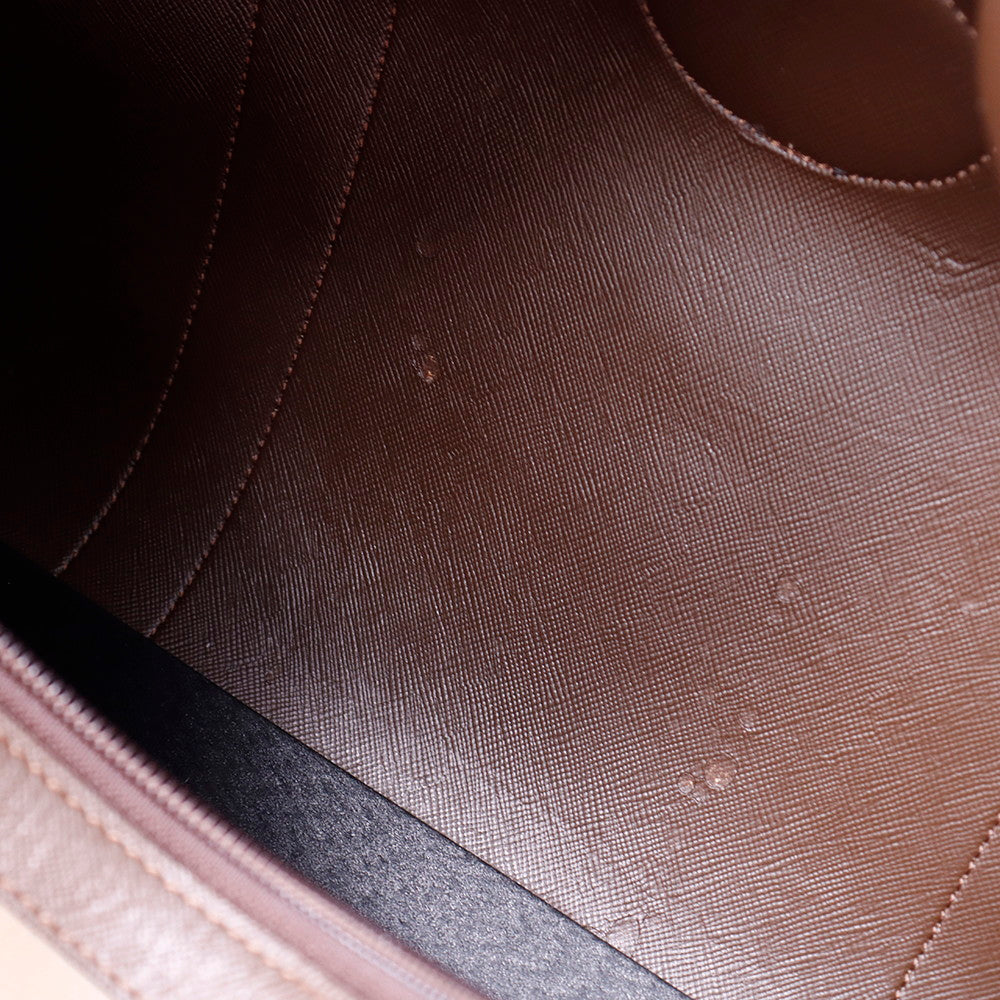 BURBERRY チェック柄 ボストンバッグ カーキ/ブラウン Canvas Leather