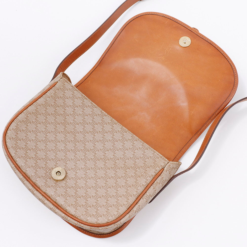 CELINE トリオンフ ショルダーバッグ ベージュ/ブラウン PVC Leather