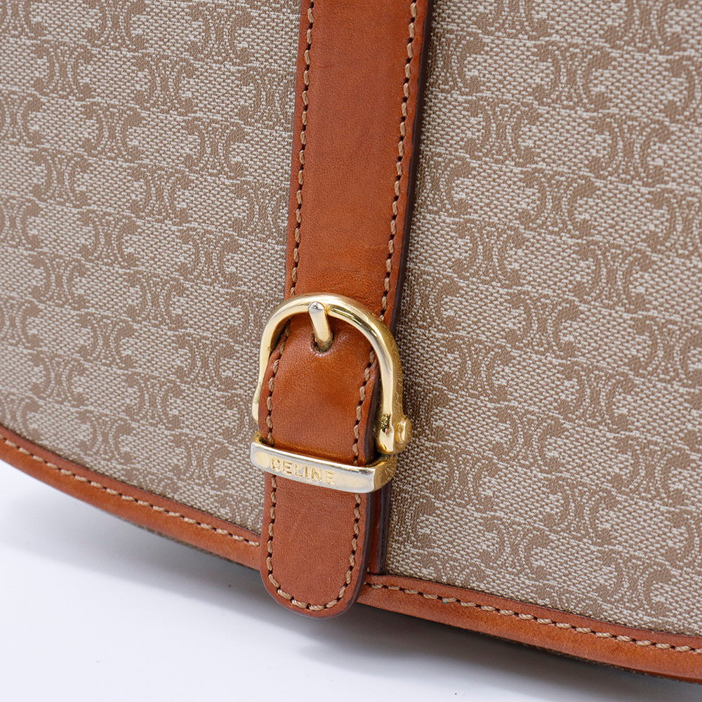 CELINE トリオンフ ショルダーバッグ ベージュ/ブラウン PVC Leather