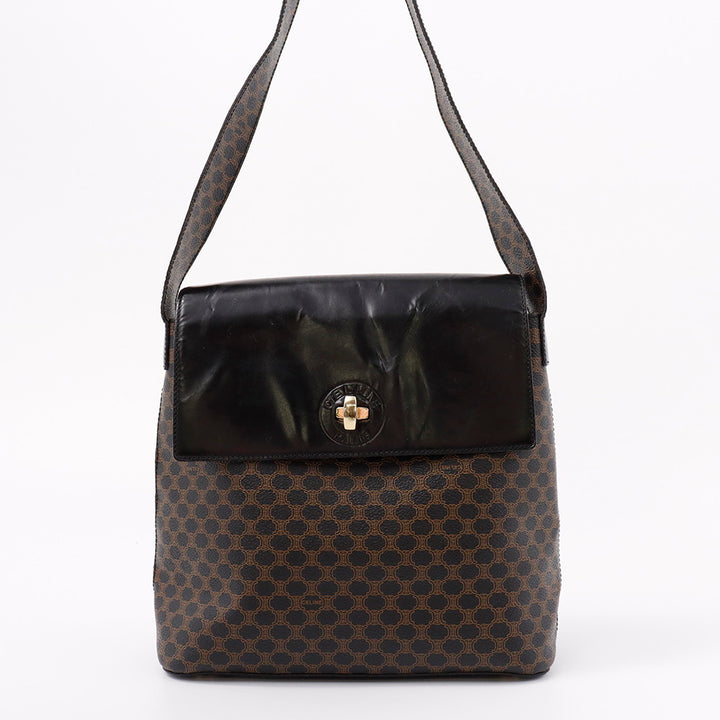 CELINE ショルダーバッグ ブラウン/ブラック CELINE マカダム ショルダーバッグ ブラウン/黒 PVC Leather
