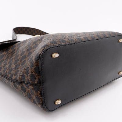 CELINE マカダム ショルダーバッグ ブラウン/黒 PVC Leather