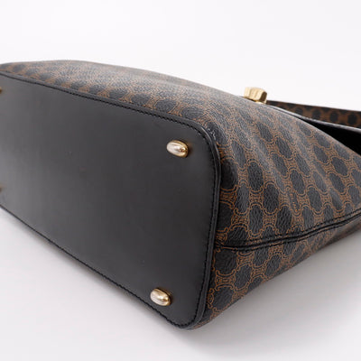 CELINE マカダム ショルダーバッグ ブラウン/黒 PVC Leather