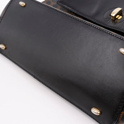 CELINE マカダム ショルダーバッグ ブラウン/黒 PVC Leather