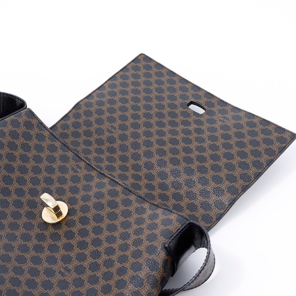 CELINE マカダム ショルダーバッグ ブラウン/黒 PVC Leather