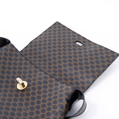 CELINE マカダム ショルダーバッグ ブラウン/黒 PVC Leather