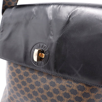 CELINE マカダム ショルダーバッグ ブラウン/黒 PVC Leather
