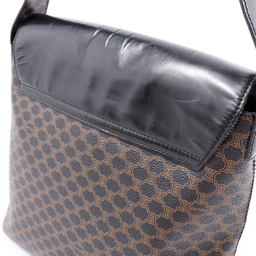 CELINE マカダム ショルダーバッグ ブラウン/黒 PVC Leather