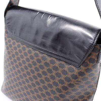 CELINE マカダム ショルダーバッグ ブラウン/黒 PVC Leather