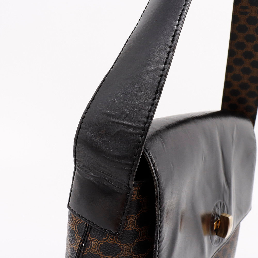 CELINE マカダム ショルダーバッグ ブラウン/黒 PVC Leather