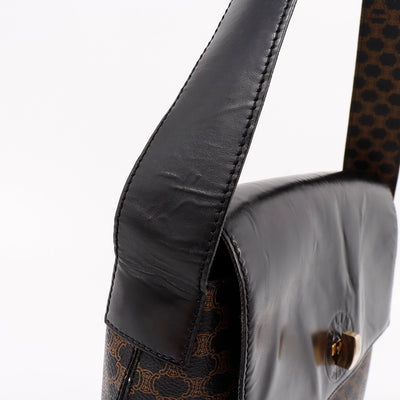 CELINE マカダム ショルダーバッグ ブラウン/黒 PVC Leather