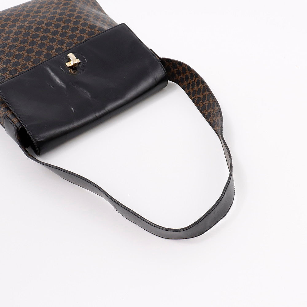 CELINE マカダム ショルダーバッグ ブラウン/黒 PVC Leather