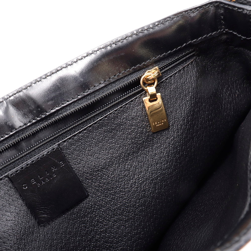 CELINE マカダム ショルダーバッグ ブラウン/黒 PVC Leather