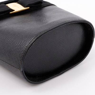 Ferragamo ヴァラリボン ハンドバッグ 黒 Leather