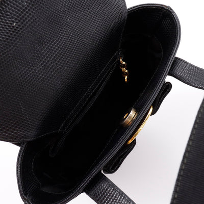 Ferragamo ヴァラリボン ハンドバッグ 黒 Leather