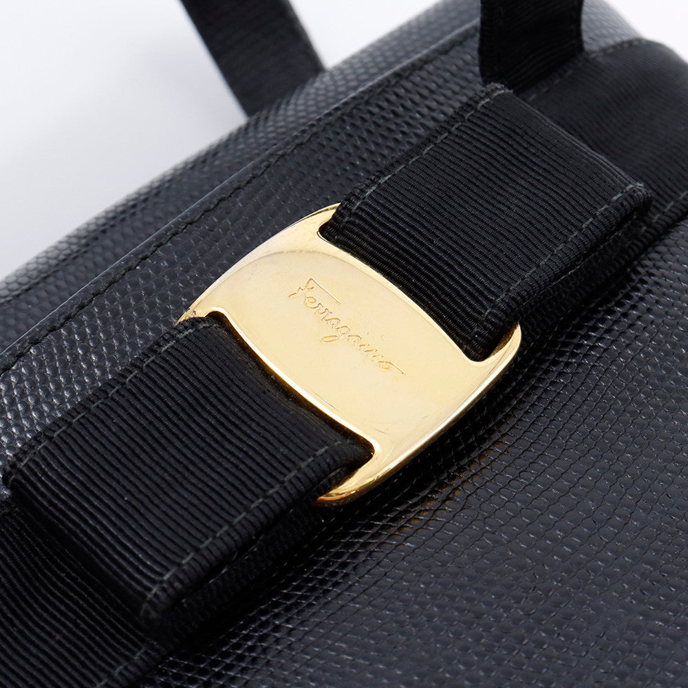 Ferragamo ヴァラリボン ハンドバッグ 黒 Leather
