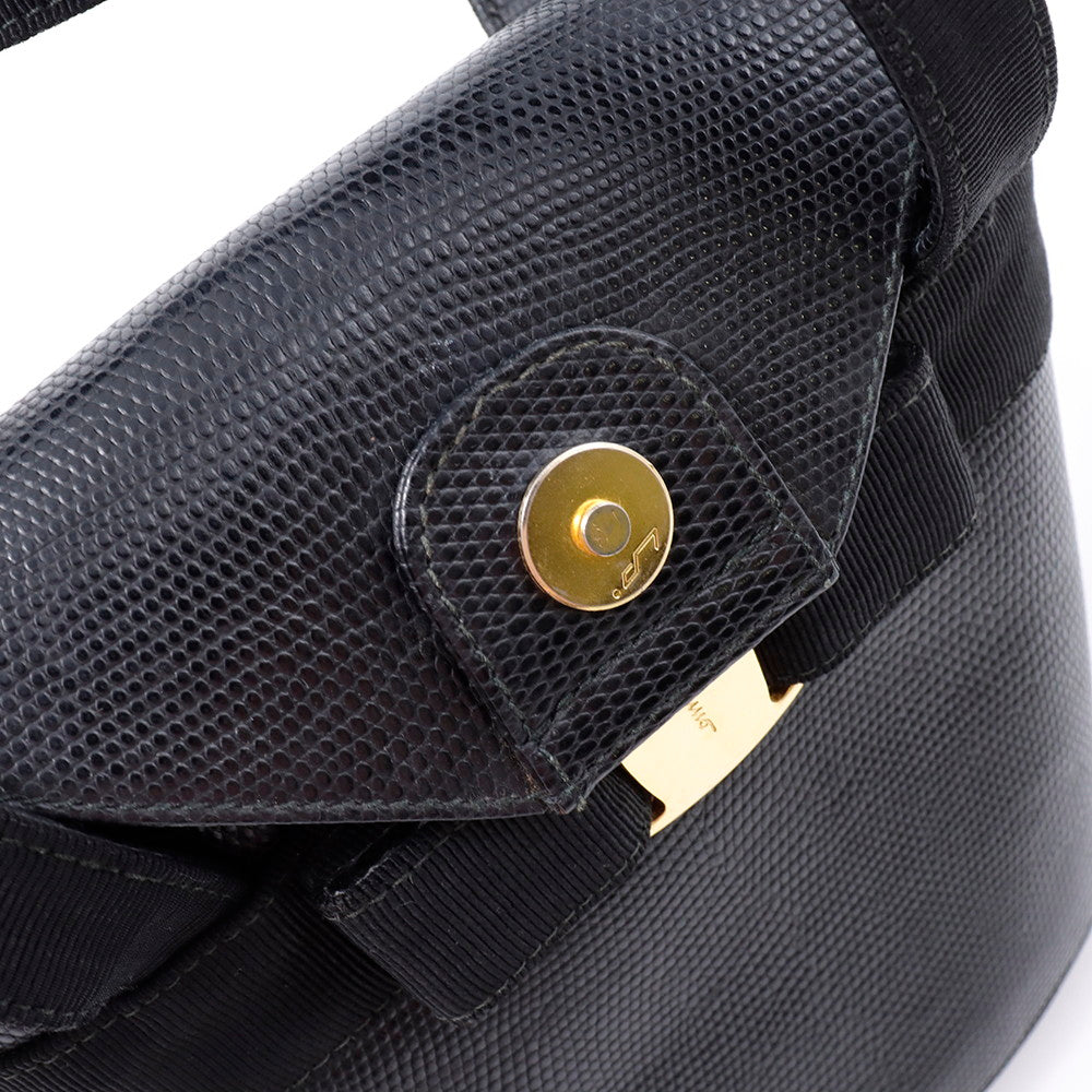 Ferragamo ヴァラリボン ハンドバッグ 黒 Leather