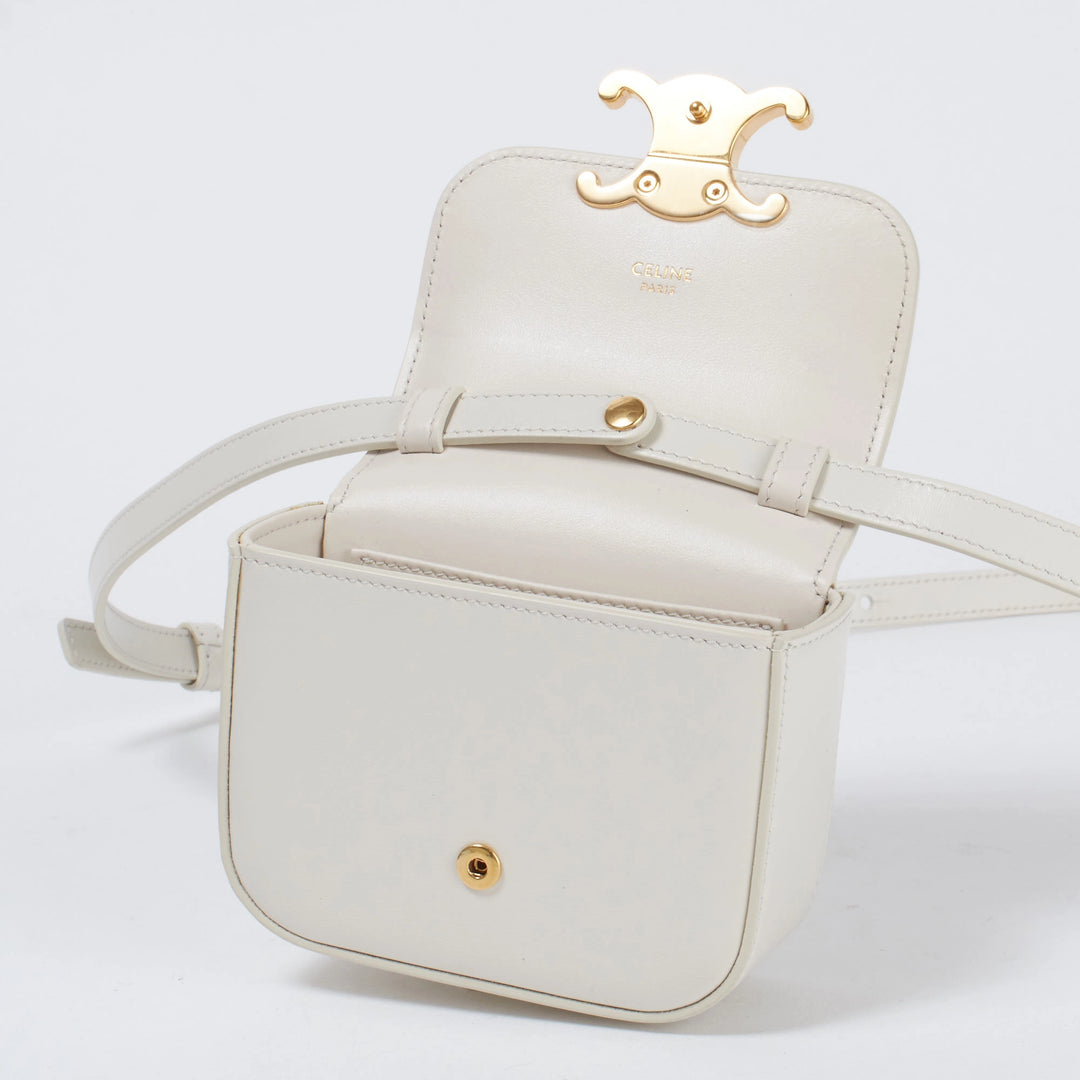 CELINE/セリーヌ】トリオンフ ゴールド金具 ショルダーバッグ ホワイト CELINE/セリーヌ】トリオンフ ゴールド金具 ショルダーバッグ ホワイト