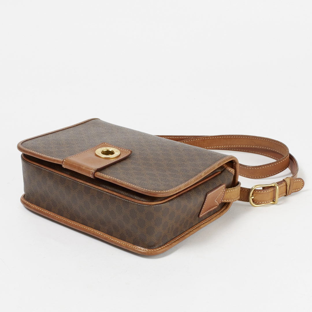 CELINE/セリーヌ】マカダム柄 フルフラップ ゴールド金具 ショルダー