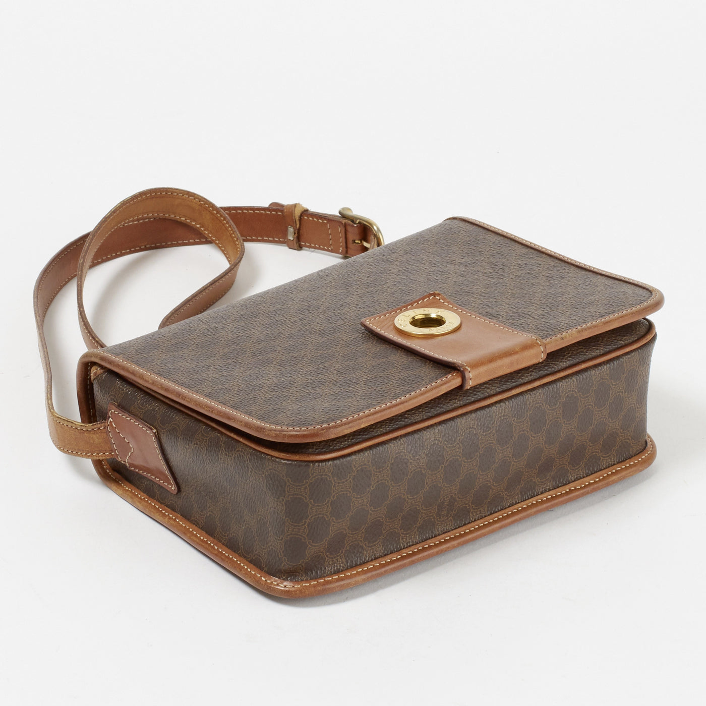 CELINE/セリーヌ】マカダム柄 フルフラップ ゴールド金具 ショルダー CELINE/セリーヌ】マカダム柄 フルフラップ ゴールド金具 ショルダー