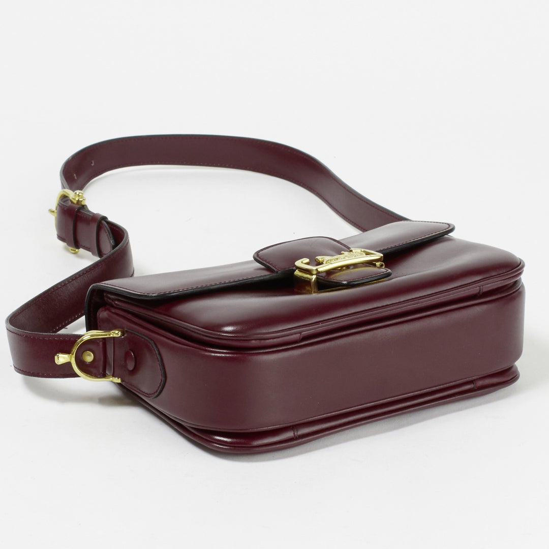 極美品 セリーヌ 馬車金具 トライアングルケース マカダム タッセル CELINE/セリーヌ】馬車金具モチーフ ショルダーバッグ ボルドー