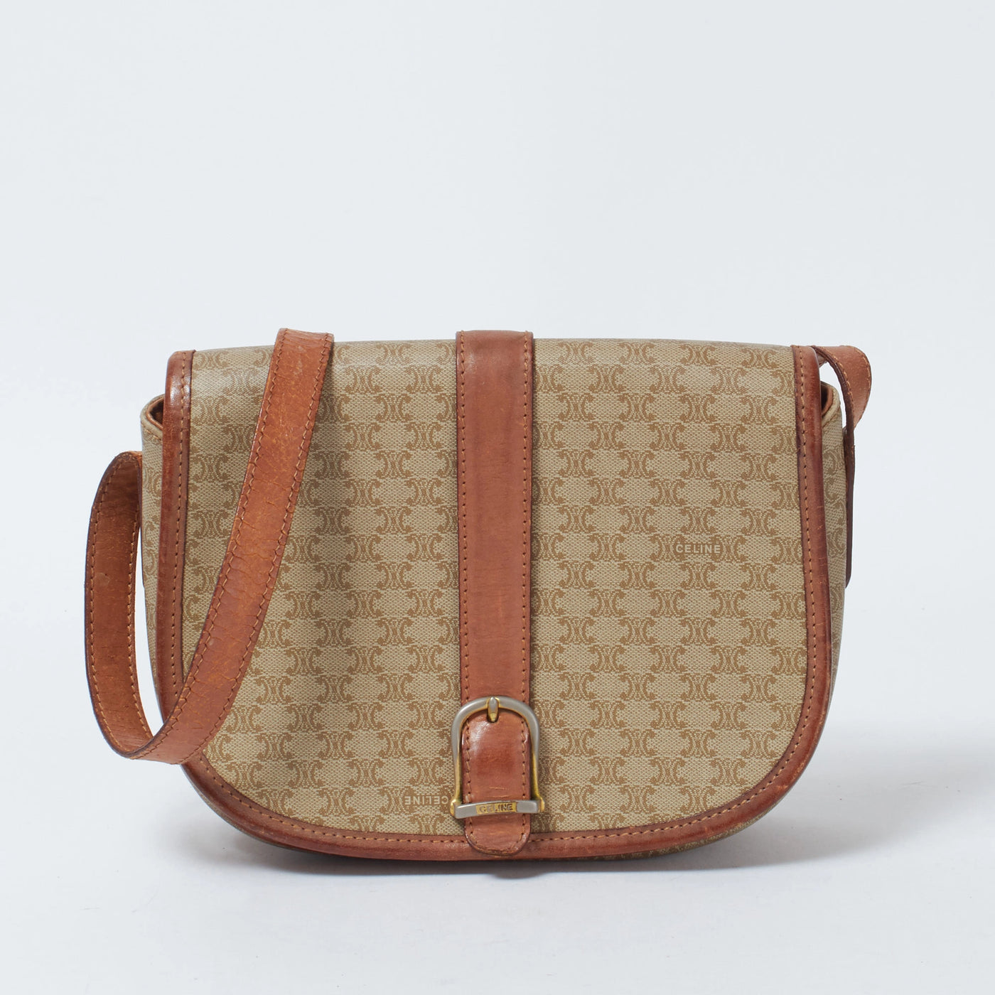 CELINE/セリーヌ】マカダム柄 PVC/レザー ベルト フルフラップ CELINE/セリーヌ】マカダム柄 PVC/レザー ベルト フルフラップ
