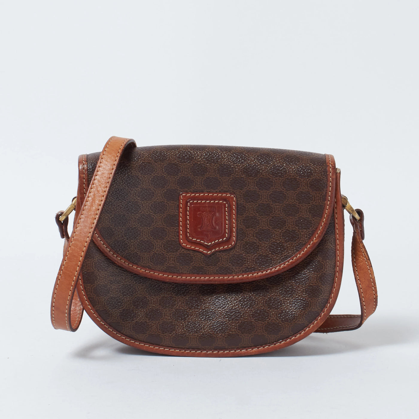 CELINE/セリーヌ】マカダム柄 トリオンフ ショルダーバッグ ブラウン CELINE/セリーヌ】マカダム柄 トリオンフ ショルダーバッグ ブラウン