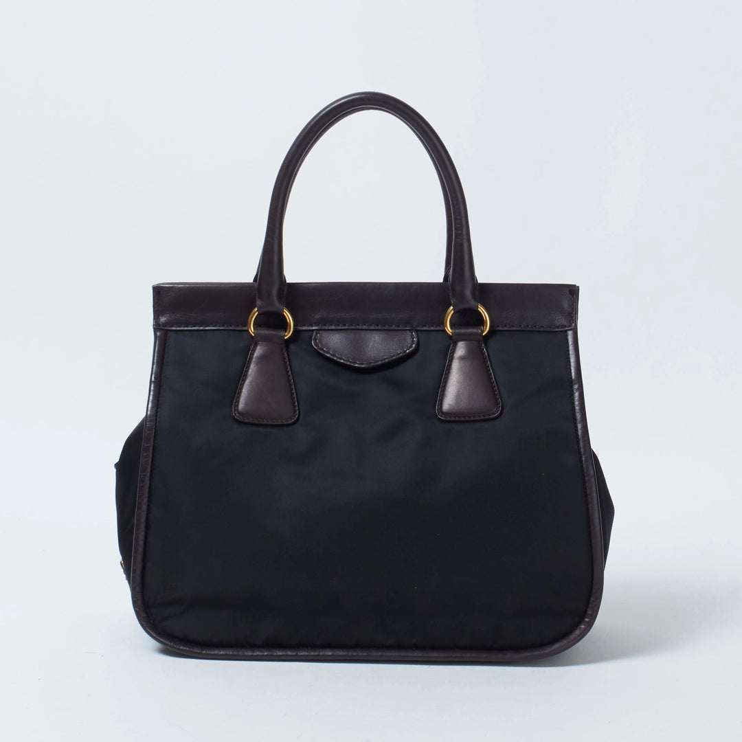 プラダPRADA◇大容量ボストンバッグ ナイロン×レザー ブラウン