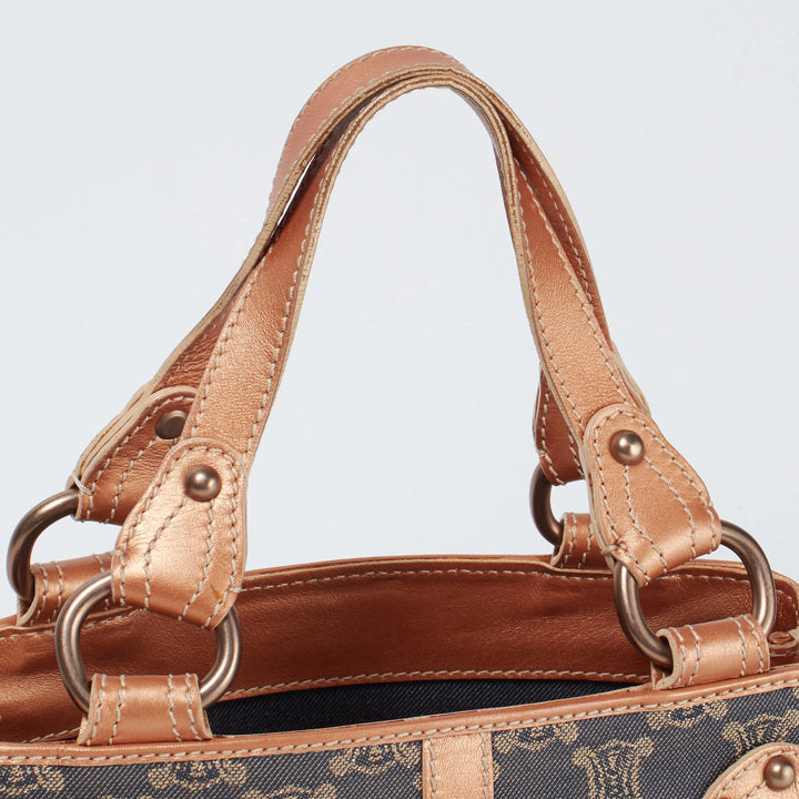 CELINE セリーヌ トリオンフ柄 デニム ハンドバッグ セリーヌ CELINE トリオンフ デニム ハンドバッグ ブルー P14007